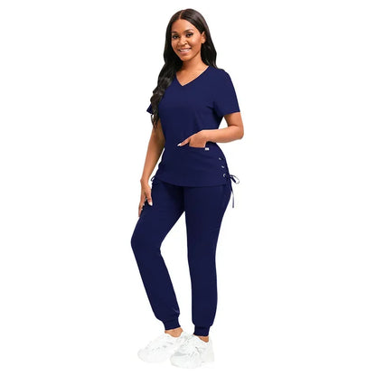 Cralom Women's Scrubs Set: Pink Navy Red Black Beauty Nurse Uniform