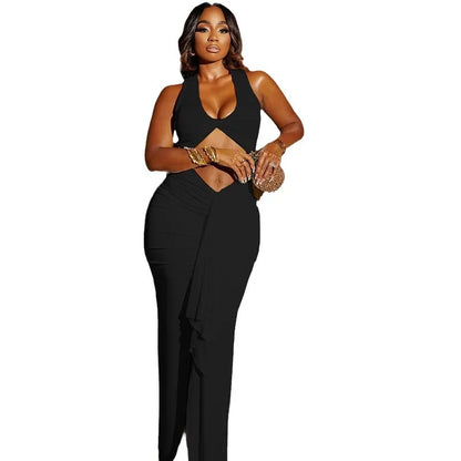 Cralom Women's Sus. Dress with Hollowed Ribbon - Summer 2025 Trendy Casual Fashion