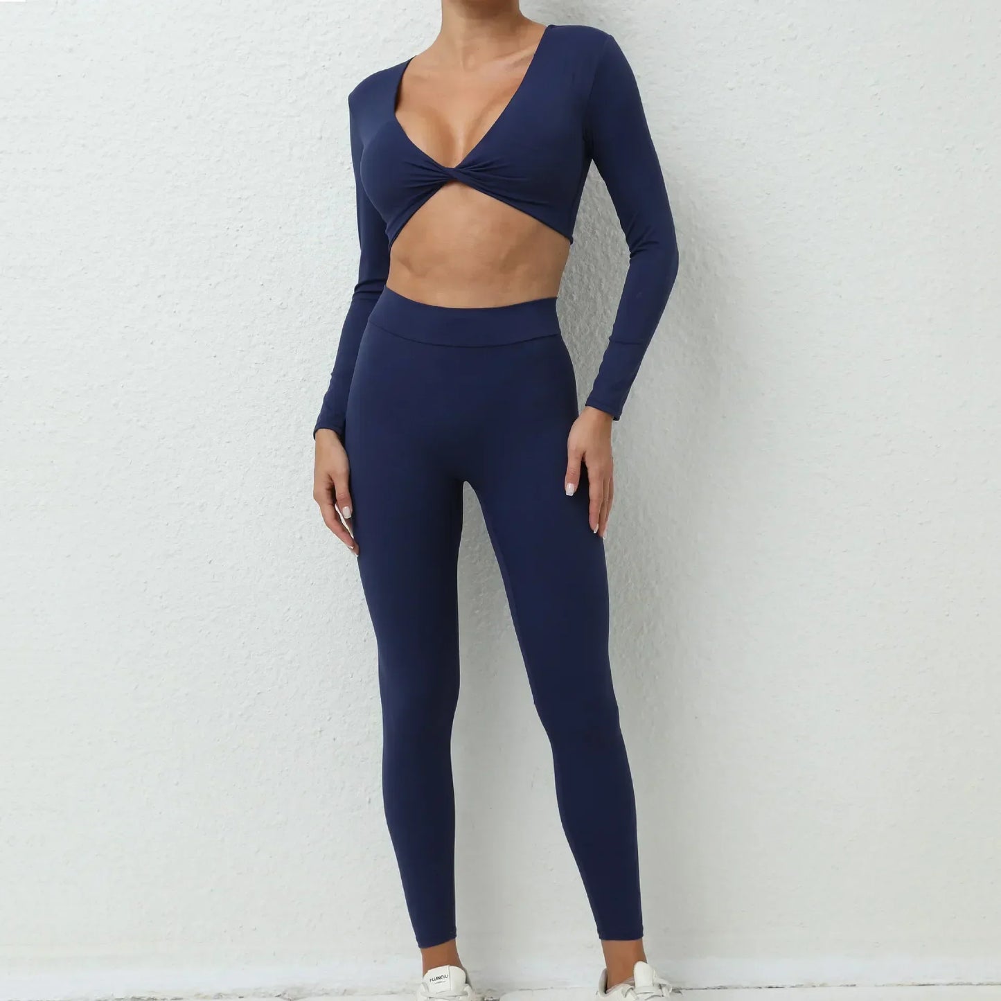 Cralom Seamless Yoga Set: High Waist Leggings + Long Sleeve Top