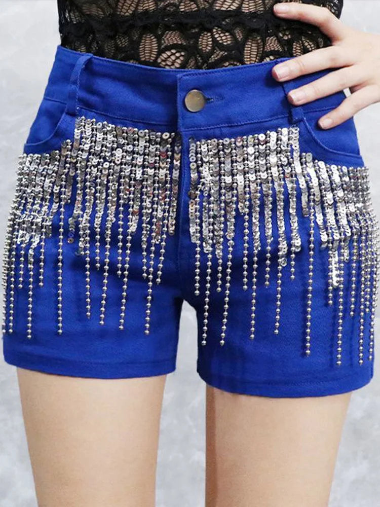 Cralom High Waist Hottie Denim Shorts Straight Jeans for Women - Y2K Fashion