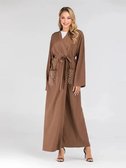 Cralom Ramadan Luxury Embroidery Kimono Abaya Women