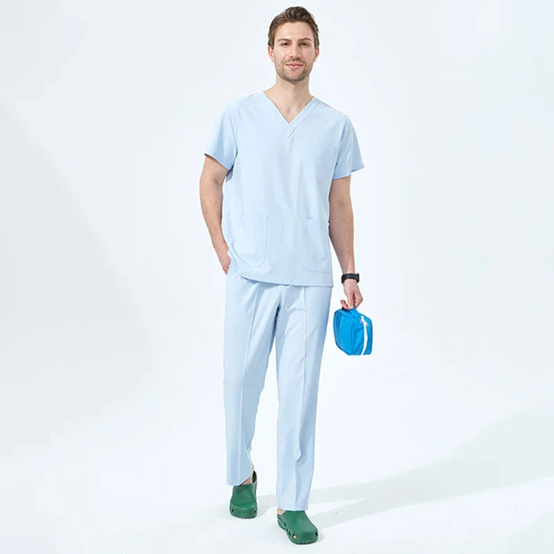 Cralom V-Neck Scrubs Set: Women's Slim Fit Surgeon Uniform Operating Room Stretch