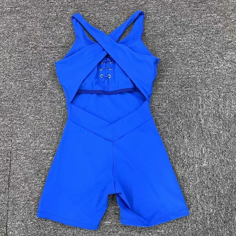 Cralom Cross Back Yoga Jumpsuit: Quick Dry Sexy Booty Lifting Sportswear