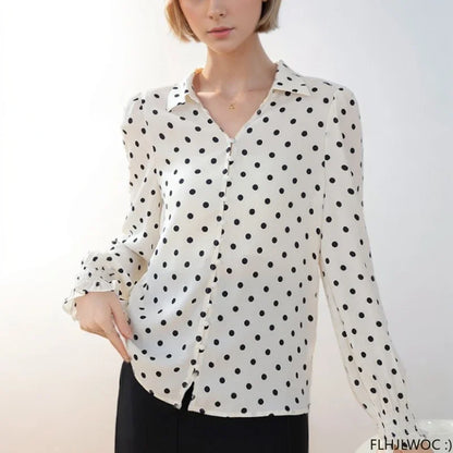 Cralom Polka Dot Tops: Sweet & Stylish Blouses for Fall Office Chic