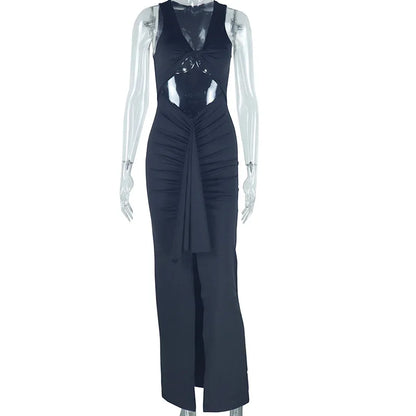 Cralom Women's Sus. Dress with Hollowed Ribbon - Summer 2025 Trendy Casual Fashion