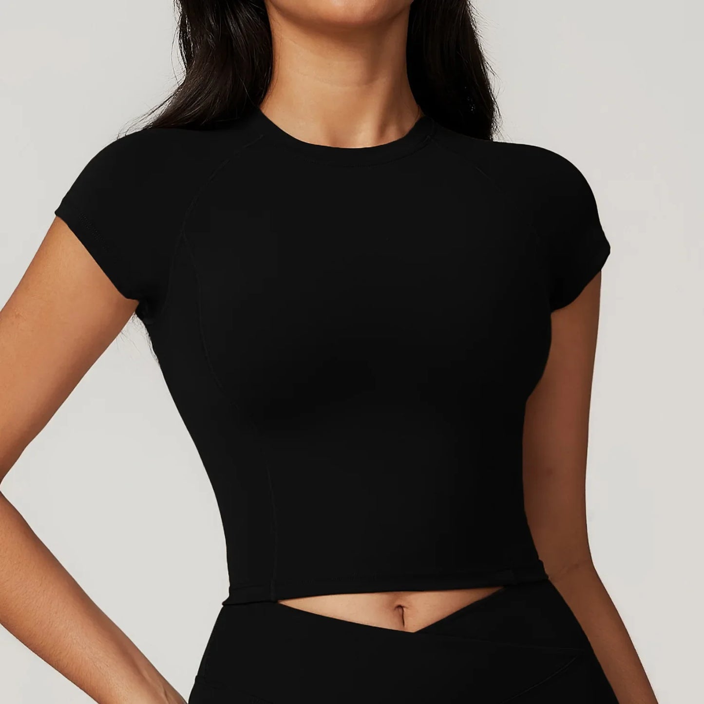 Cralom Yoga Fitness Top | Push Up Short Sleeve Sport T-Shirt