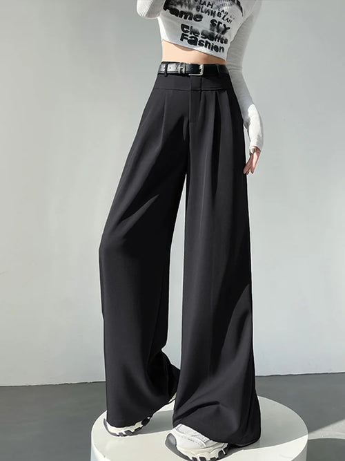 Cralom High Waist Wide Leg Suit Pants - 2025 New Spring Summer Collection