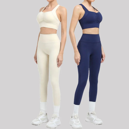 Cralom Seamless Yoga Set: Sports Bra & Butt Lifting High Waist Leggings