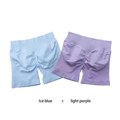 Cralom Seamless Leggings Gym Shorts Set for Women - Push-up Fitness Bottoms