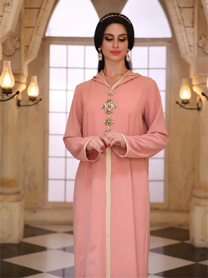Pink Ramadan Abaya for Women by Cralom: Dubai Style Prayer Dress for Muslim Women