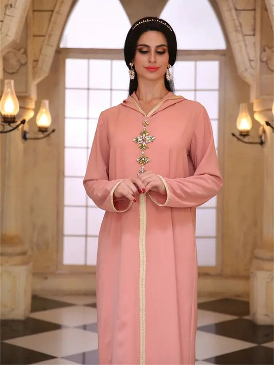 Pink Ramadan Abaya for Women by Cralom: Dubai Style Prayer Dress for Muslim Women