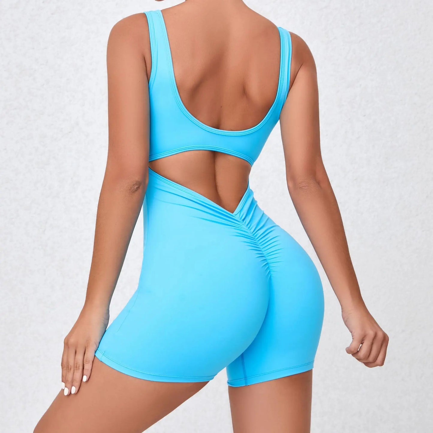 Cralom Strappy Yoga Fitness Jumpsuit Lifts Buttocks, High Elasticity Gym Romper