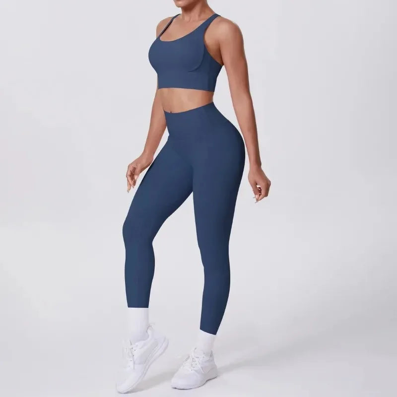 Cralom Seamless Yoga Set: Cross-Back Bra & Booty-Lifting Leggings
