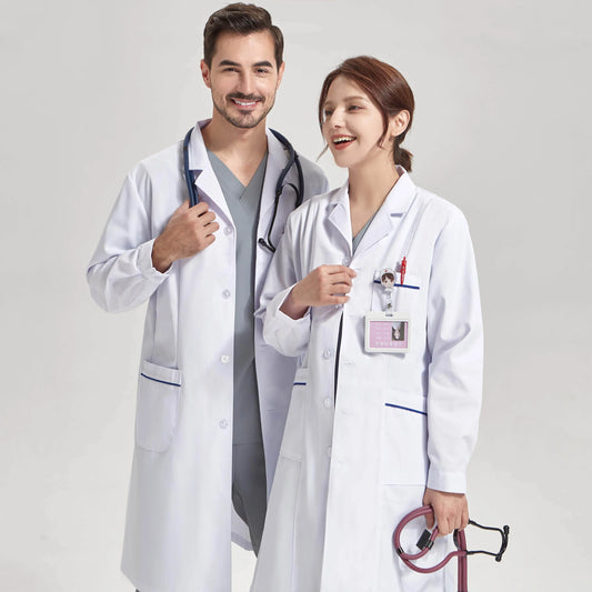 Cralom White Lab Coat Professional Medical Super Twill Tunic Suit