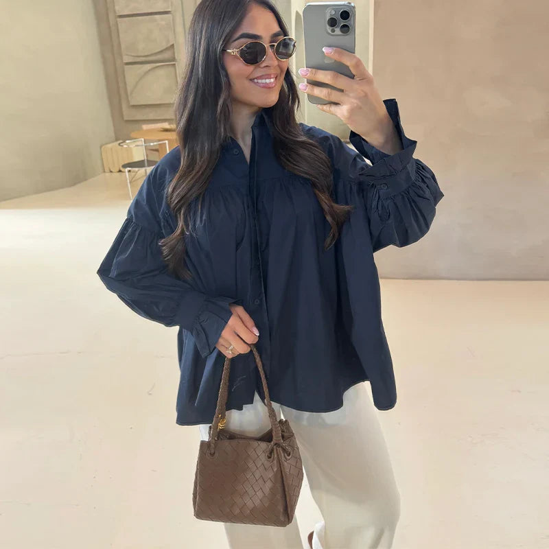 Cralom Women's Loose Fit Button Blouse 2025 Spring Collection