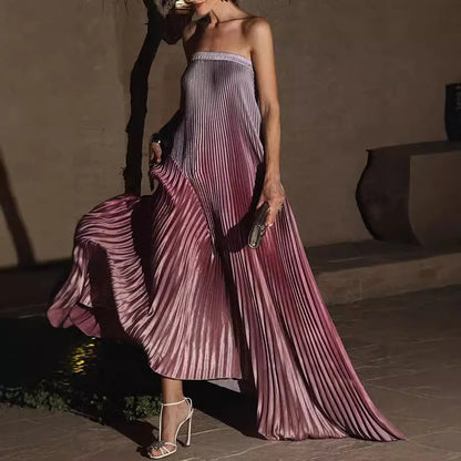 Cralom Elegant Off Shoulder Gradient Long Evening Dress Women's Fashion Gown