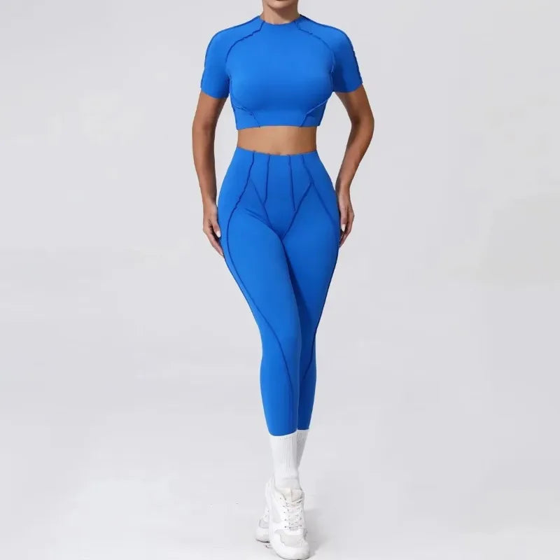 Cralom Seamless Yoga Set: Breathable High-waisted Hip-lifting Trousers for Fitness & Running