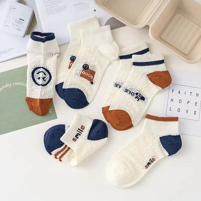 Cralom Striped Black & White Kids Short Socks for Spring & Summer