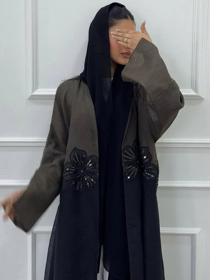 Cralom Luxury Kimono Abaya Maxi Dress for Elegant Muslim Fashion