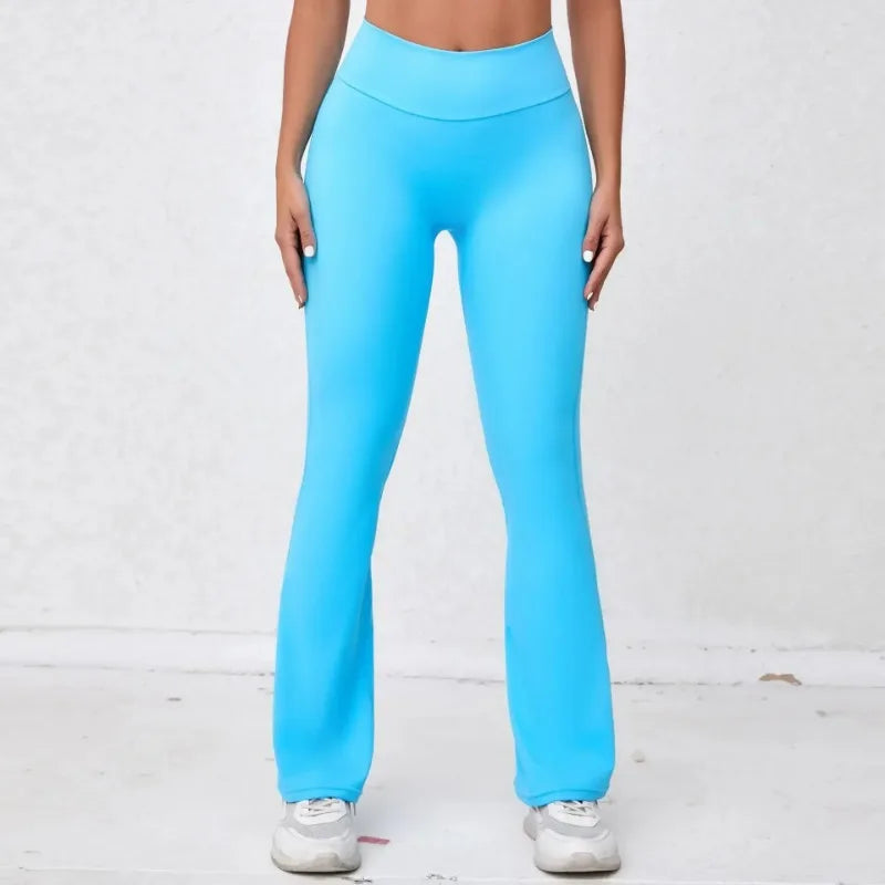 Cralom Seamless Yoga Leggings: High Waist Slimming Flared Pants for Women's Fitness