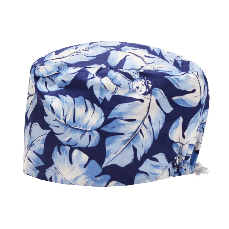 Cralom Cartoon Print Surgical Hat for Veterinary Care and Nursing