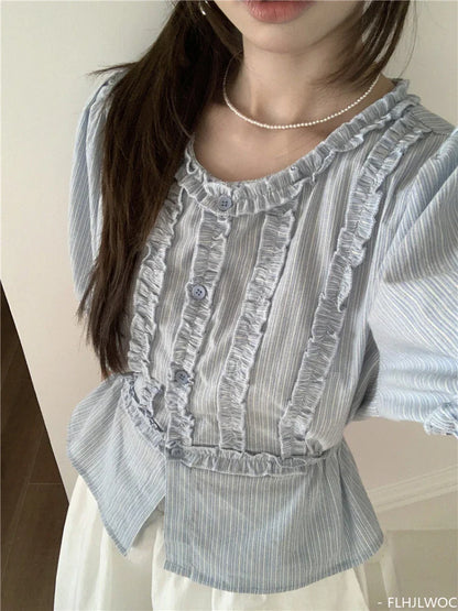 Cralom Peplum Ruffles Top: Short Sleeve Summer Blouse for Women