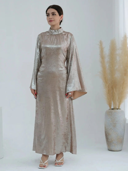 Cralom Ramadan Flare Sleeve Abaya Dress Modest Kaftan Luxury Dubai Abayas