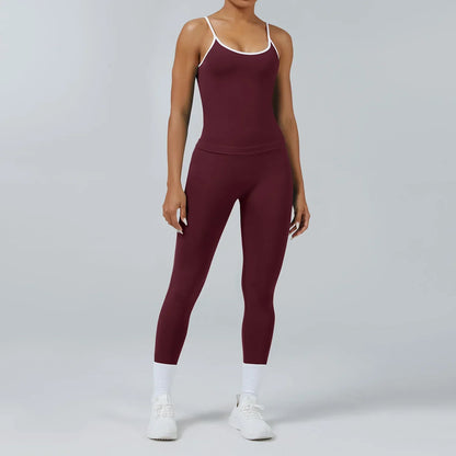 Cralom Yoga Set: Backless Sports Vest & Quick-Dry Leggings for Gym & Pilates