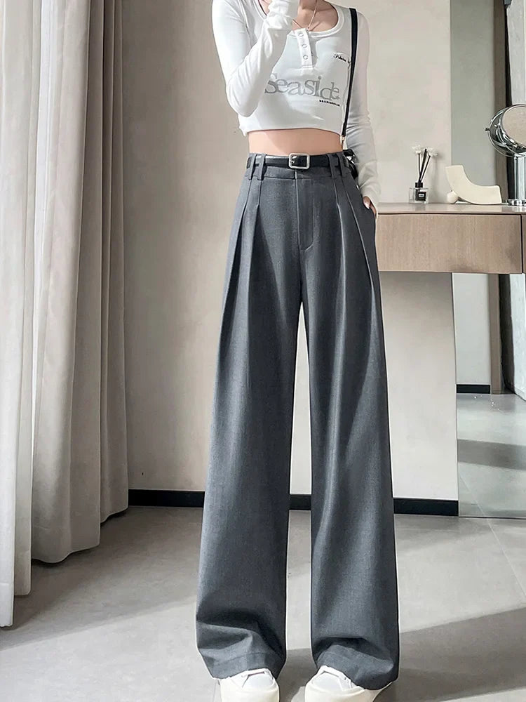 Cralom Women's Vintage Office Capris High Waist Pants