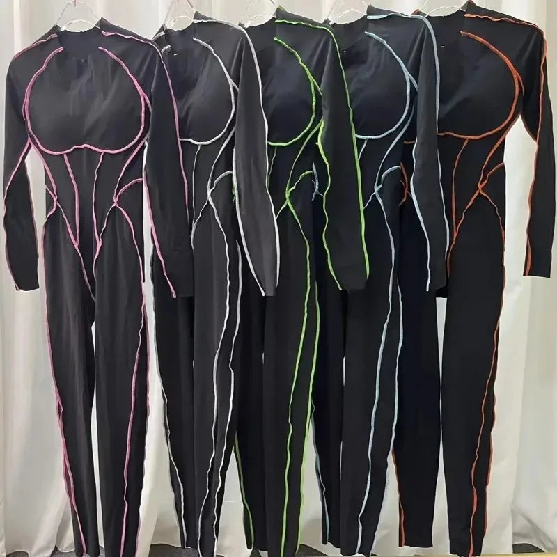 Cralom Color Block Yoga Jumpsuit: High Intensity Fitness Bodysuit for Women