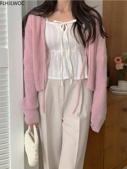 Cralom Peplum Ruffles Bow Tie Crop Top - White Square Neck Blouse