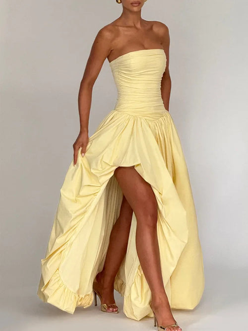 Cralom Elegant Solid Split Midi Dress - 2025 Fashion Sleeveless Dress
