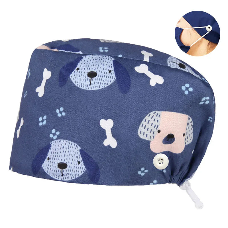 Cralom Dental Patterned Scrub Cap – Adjustable Surgical Work Hat for Nurses & Doctors