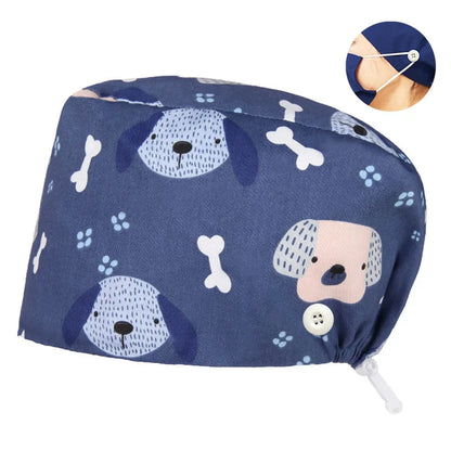 Cralom Dental Patterned Scrub Cap – Adjustable Surgical Work Hat for Nurses & Doctors