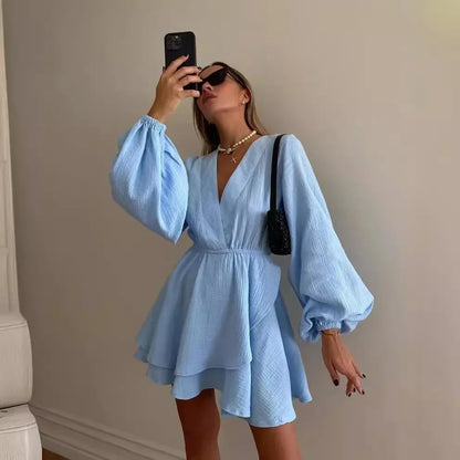 Cralom Deep V-neck Layered Summer Dress