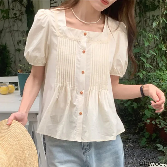 Cralom Ruffles Cotton Tops: Summer Sweet Style for Women