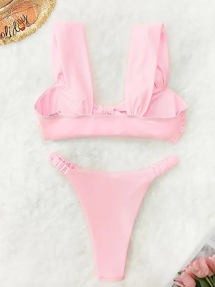 Cralom 2025 Split High Waist Bikini Set - Summer Swimwear Fashion