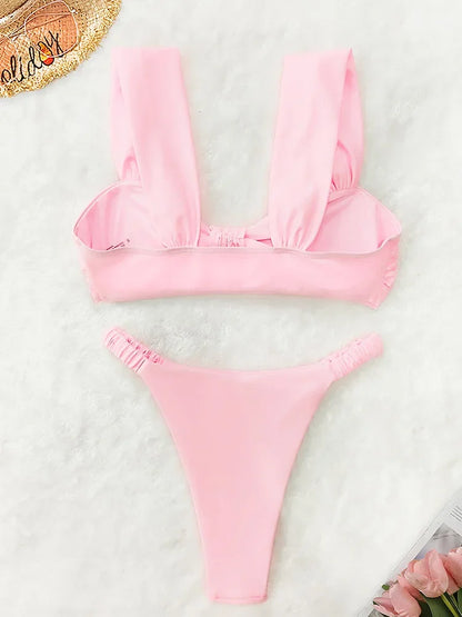 Cralom 2025 Split High Waist Bikini Set - Summer Swimwear Fashion