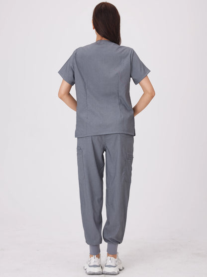 Cralom Multicolor Beauty Scrubs Set for Women: Top + Straight Pant Uniform