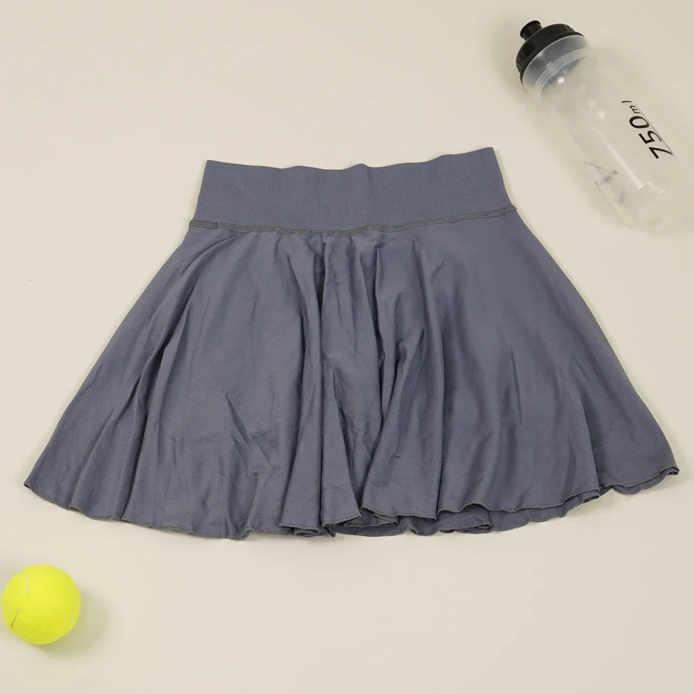 Cralom Women's Tennis Skirt with Built-in Yoga Shorts and Stretchy Quick-Dry Material