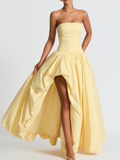 Cralom Elegant Solid Split Midi Dress - 2025 Fashion Sleeveless Dress