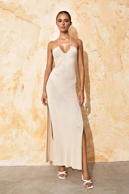 Cralom Cross Tie Slit Long Beach Dress | Summer 2025