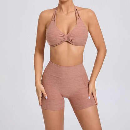 Cralom Women's Naked Feeling Yoga Set - Tight-Fit Sportswear with Side Pockets