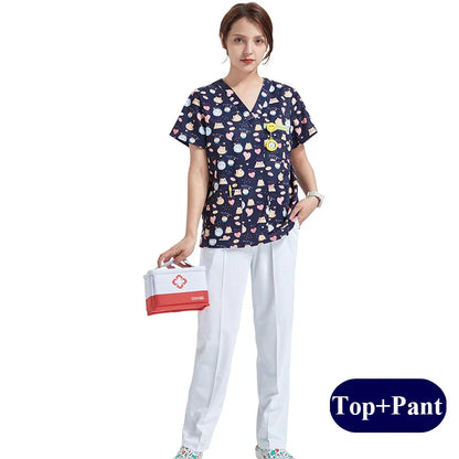 Cralom Women's 3-Pocket Scrub Top Nurse Tunic Uniform, Anti-static Medical Uniform H738
