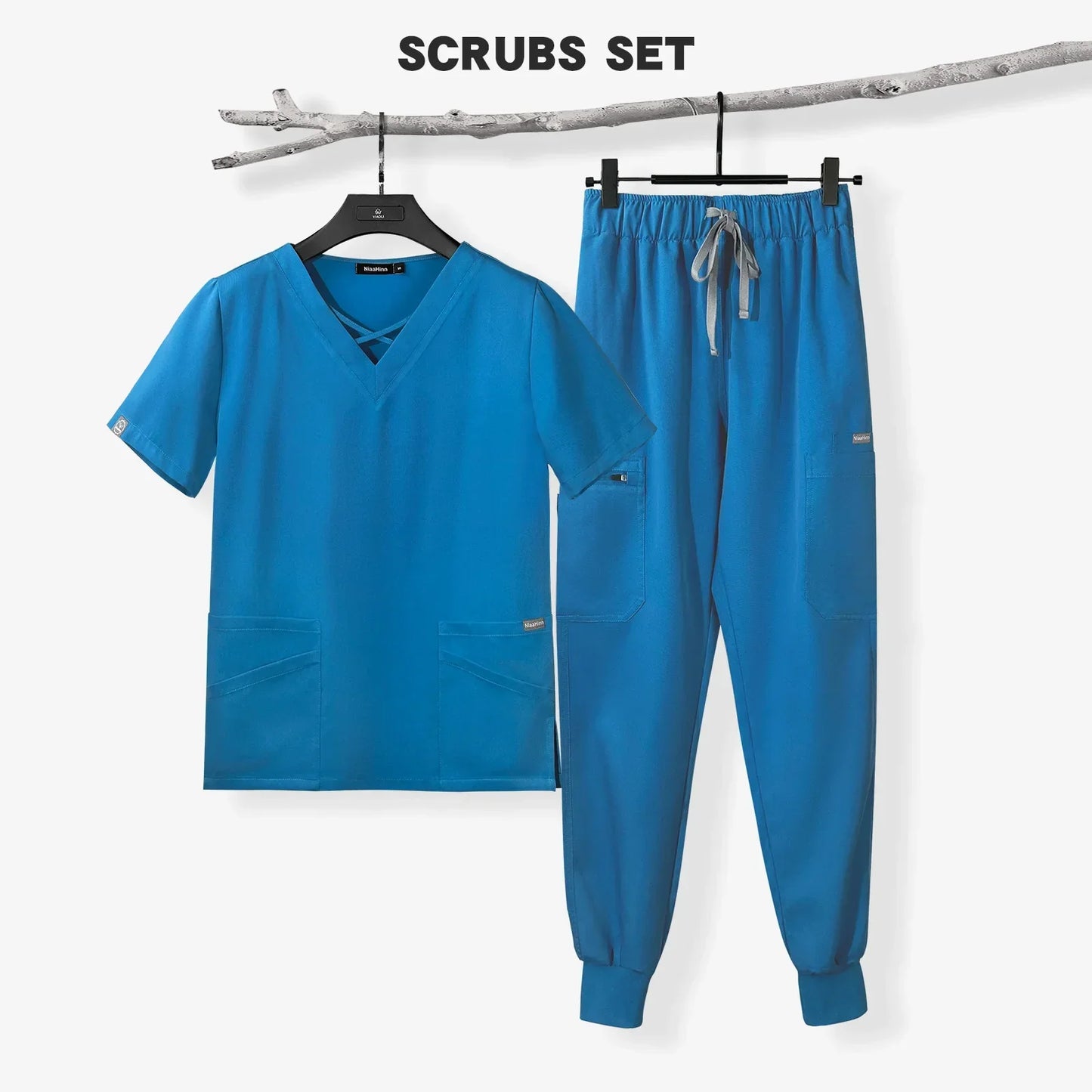 Cralom Pet Shop Medical Scrubs Set for Women with Short Sleeves