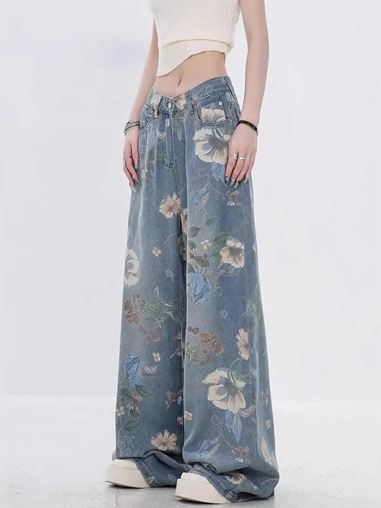Cralom Vintage Printed High Waist Wide Leg Jeans 2025 - Women's Fashion
