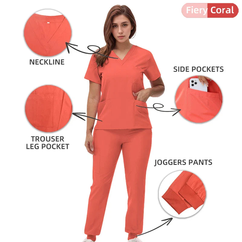 Cralom V-Neck Scrub Set - Premium Nurse Uniform & Doctor Surgical Workwear