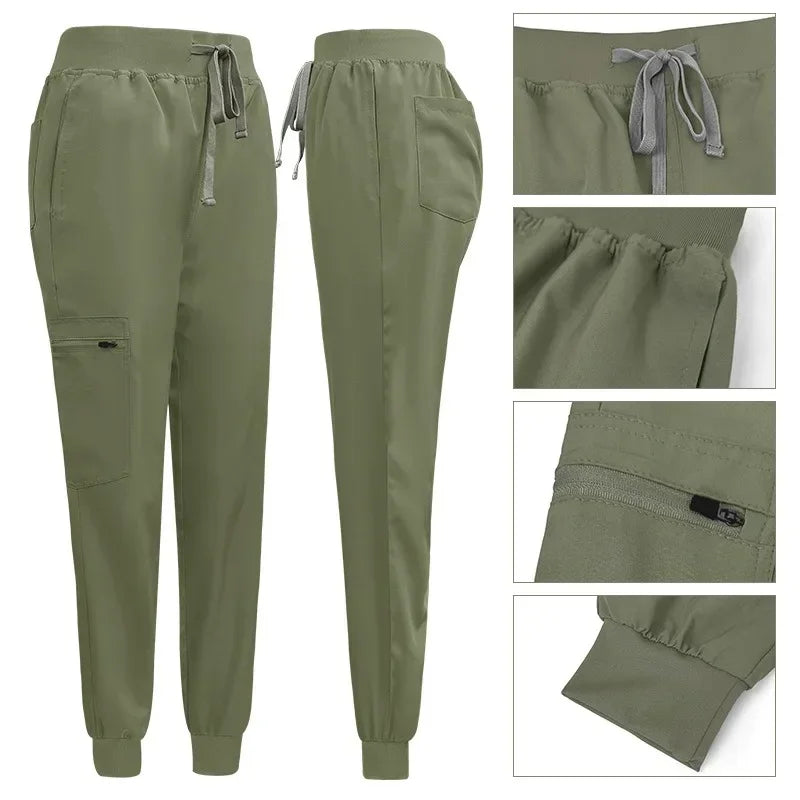 Cralom Women's Stretch Scrubs Set - Top Jogger Pants Nursing Uniform