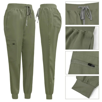Cralom Women's Stretch Scrubs Set - Top Jogger Pants Nursing Uniform