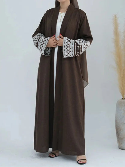 Cralom Embroidered Kimono Abaya Kaftan Dress